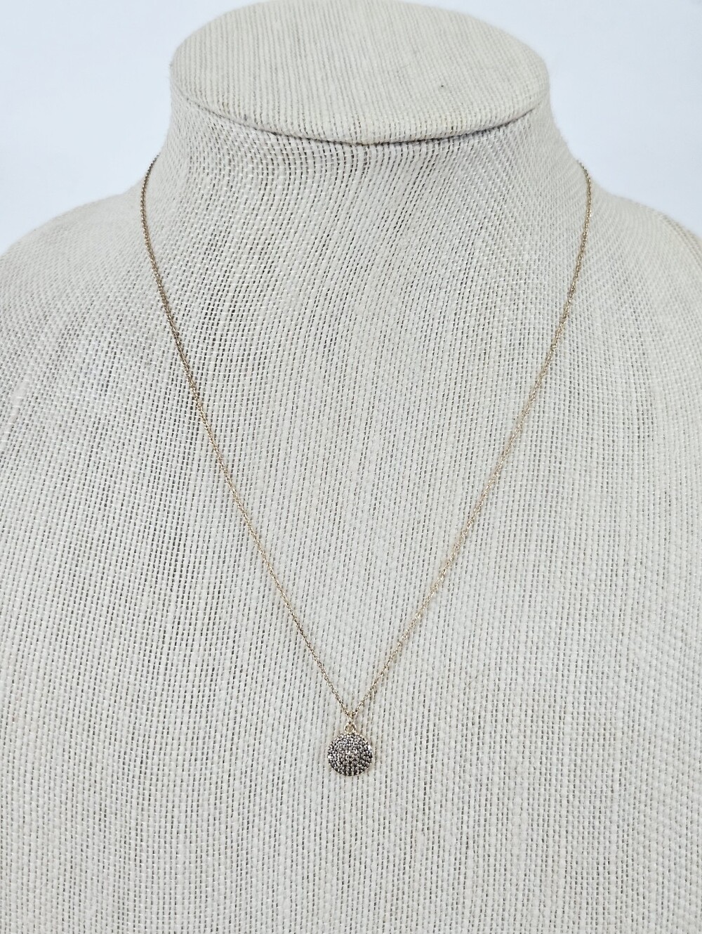 Stella & Dot Y2k Sterling Silver GP CZ Pave Rhinestone Circle Medallion Necklace